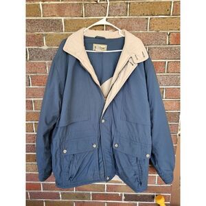 Vtg LL Bean Maine Wardens Parka Jacket L Green Gore-Tex Cinched Waist Hooded